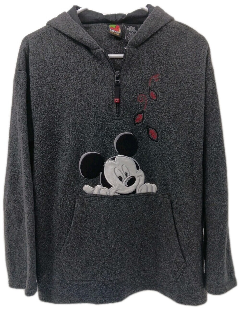 Disney Mickey Unlimited fleece Sweatshirt Women's Medium Gray 1/4 Zip Hooded